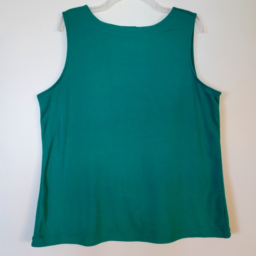 Christopher & Banks XL Button-Back Tunic Top Sleeveless Green Textured Cotton